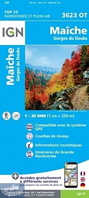 I.G.N - Carte au 1-25.000ème - TOP 25 - 3623OT - Maîche - Gorges du Doubs