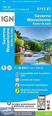 I.G.N - Carte au 1-25.000ème - TOP 25 - 3715ET - Saverne - Wasselonne - Rocher de Dabo