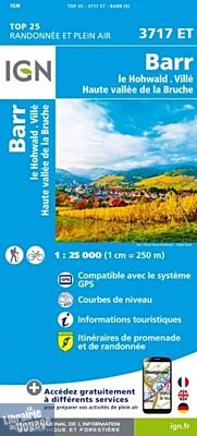 I.G.N - Carte au 1-25.000ème - TOP 25 - 3717ET - Barr - Le Hohwald - Villé - Haute Vallée de la Bruche