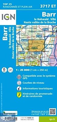 I.G.N - Carte au 1-25.000ème - TOP 25 - 3717ET - Barr - Le Hohwald - Villé - Haute Vallée de la Bruche