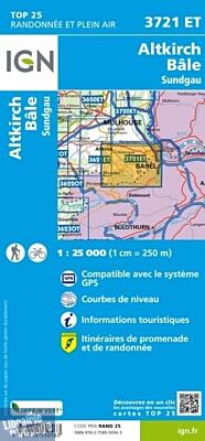 I.G.N. Carte au 1-25.000ème - TOP 25 - 3721ET - Altkirch - Bâle - Sundgau
