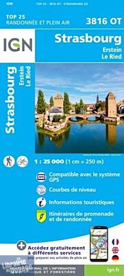 I.G.N - Carte au 1-25.000ème - TOP 25 - 3816OT - Strasbourg - Erstein le Ried 