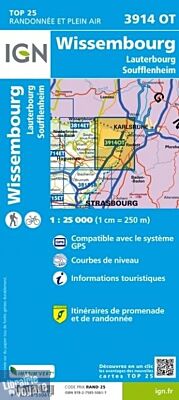 I.G.N - Carte au 1-25.000ème - TOP 25 - 3914OT - Wissembourg - Lauterbourg - Soufflenheim
