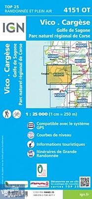 I.G.N - Carte au 1-25.000ème - TOP 25 - 4151OT - Vico - Cargèse - Golfe de Sagone - PNR de Corse