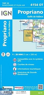 I.G.N - Carte au 1-25.000ème - TOP 25 - 4154OT - Propriano - Golfe de Valinco