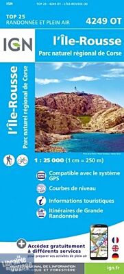 I.G.N - Carte au 1-25.000ème - TOP 25 - 4249OT - L'île Rousse - PNR de Corse