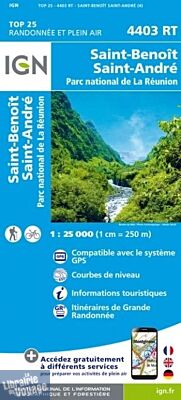 I.G.N - Carte au 1-25.000ème - TOP 25 - 4403 RT - Saint-Benoit - Saint-André - Parc National de la Réunion