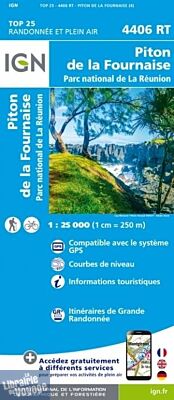 I.G.N - Carte au 1-25.000ème - TOP 25 - 4406 RT - Piton de la Fournaise - Parc National de la Réunion