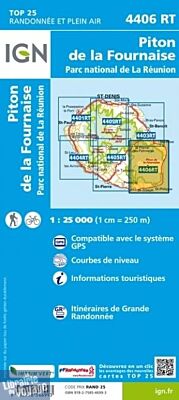 I.G.N - Carte au 1-25.000ème - TOP 25 - 4406 RT - Piton de la Fournaise - Parc National de la Réunion