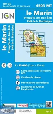 I.G.N - Carte au 1-25.000ème - TOP 25 4503MT - Le Marin - Presqu'ile des Trois ilets - Parc naturel régional de Martinique