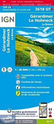 I.G.N - Carte au 1-25.000ème - TOP 25 - 3618OTR (résistante) - Gerardmer - Le Honeck - La Bresse
