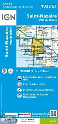 I.G.N - Carte au 1-25.000ème - TOP 25 - 1022ET - Saint-Nazaire - Parc naturel régional de Brière