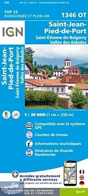 I.G.N - Carte au 1-25.000ème - TOP 25 - 1346OT - St-Jean-Pied-de-Port - St-Etienne-de-Baigorry - Vallée des Aldudes