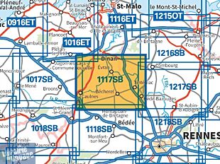 I.G.N - Carte au 1-25.000ème - Série bleue - 1117 SB - Tinténiac - Caulnes