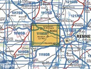 I.G.N - Carte au 1-25.000ème - Série bleue - 1118 SB - Montfort-sur-Meu - Montauban-de-Bretagne
