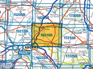 I.G.N - Carte au 1-25.000ème - Série bleue - 1621 SB - Baugé en Anjou - Durtal