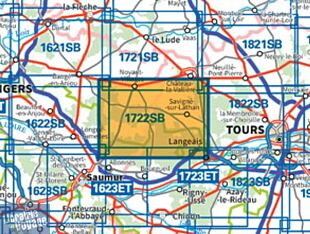 I.G.N - Carte au 1-25.000ème - Série bleue - 1722 SB - Noyant - Savigné-sur-Lathan