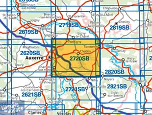 I.G.N - Carte au 1-25.000ème - Série bleue - 2720 SB - Chablis - Champs sur Yonne