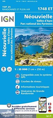 I.G.N - Carte au 1-25.000ème - Série bleue TOP 25 - 1748ET - Néouvielle - Vallée d'Aure - Parc national des Pyrénées