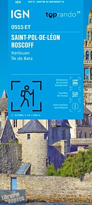 I.G.N - Carte au 1-25.000ème - TOP 25 - 0515 ET - Saint-Pol-de-Léon - Roscoff - Kerlouan - île de Batz