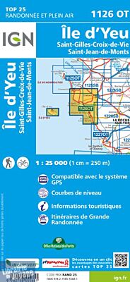 I.G.N - Carte au 1-25.000ème - TOP 25 - 1126 OT - Saint-Gilles-Croix-de-Vie - Île d'Yeu