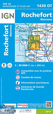 I.G.N - Carte au 1-25.000ème - TOP 25 - 1430 OT - Rochefort - Marennes