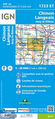 I.G.N - Carte au 1-25.000ème - TOP 25 - 1723 ET - Chinon - Langeais - Azay-Le-Rideau