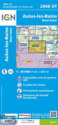 L'indispensable carte de randonnée IGN 2048OT. D'une très grande précision elle contient tous les détails existant sur le terrain : voies de communication et sentiers, constructions y compris les hangars, bois, arbres isolés, rivières, sources, sans oubli