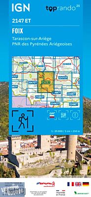 I.G.N - Carte au 1-25.000ème - TOP 25 - 2147ET - Foix- Tarascon-Sur-Ariège - PNR des Pyrénées Ariégeoises