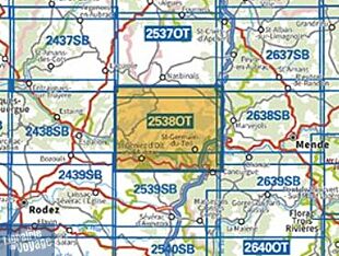 I.G.N - Carte au 1-25.000ème - TOP 25 - 2538 OT - Sainte-Eulalie-d'Olt - Haute vallée du Lot - Monts d'Aubrac