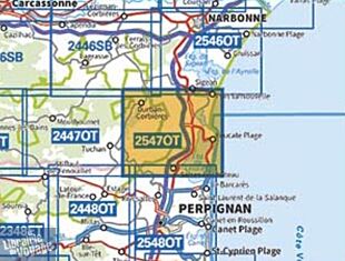 I.G.N - Carte au 1-25.000ème - TOP 25 - 2547 OT - Durban-Corbières - Leucate - Plages du Roussillon