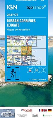 I.G.N - Carte au 1-25.000ème - TOP 25 - 2547 OT - Durban-Corbières - Leucate - Plages du Roussillon