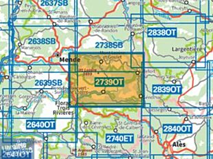 I.G.N - Carte au 1-25.000ème - TOP 25 - 2739OT - Mont Lozère - Florac - Parc national des Cévennes