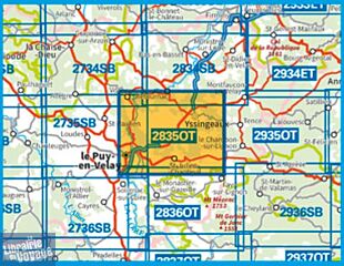 I.G.N - Carte au 1-25.000ème - TOP 25 - 2835 OT - Le Puy en Velay - Yssingeaux