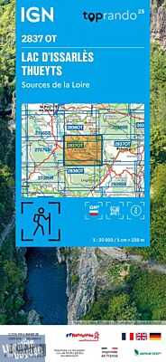 I.G.N - Carte au 1-25.000ème - TOP 25 - 2837OT - Lac d'Issarlès - Thueyts - Sources de la Loire