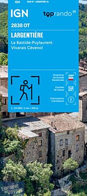 I.G.N - Carte au 1-25.000ème - TOP 25 - 2838OT - Largentière - la Bastide-Puylaurent - Vivarais Cévenol