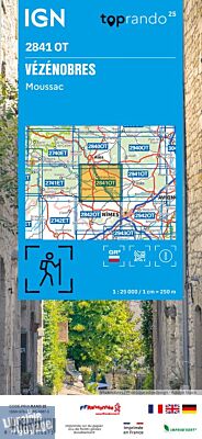 I.G.N - Carte au 1-25.000ème - TOP 25 - 2841 OT - Vézénobres - Moussac