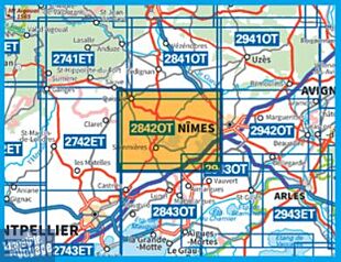 I.G.N - Carte au 1-25.000ème - TOP 25 - 2842 OT - Sommières - Vergèze - Quissac