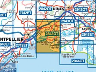 I.G.N - Carte au 1-25.000ème - TOP 25 - 2843 OT - Aigues-Mortes - la Grande-Motte