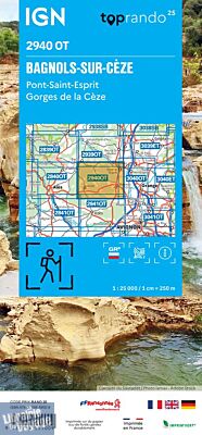 I.G.N - Carte au 1-25.000ème - TOP 25 - 2940OT - Bagnols-Sur-Cèze - Pont-Saint-Esprit - Gorges de la Cèze