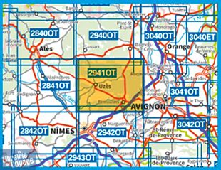 I.G.N - Carte au 1-25.000ème - TOP 25 - 2941 OT - Uzès - Remoulins - Pont du Gard