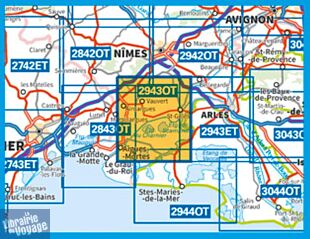 I.G.N - Carte au 1-25.000ème - TOP 25 - 2943 OT - Saint-Gilles - Vauvert - La Petite Camargue