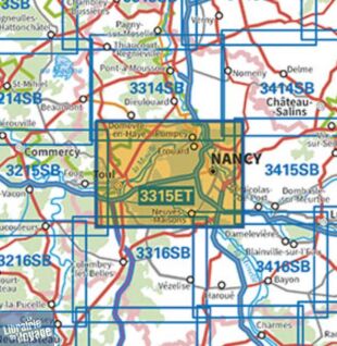 I.G.N - Carte au 1-25.000ème - TOP 25 - 3315 ET - Nancy - Toul - Forêt de Haye