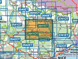 I.G.N - Carte au 1-25.000ème - TOP 25 - 3641 OT - Moyen Var - Gorges du Cians - Gorges de Daluis