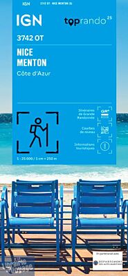 I.G.N - Carte au 1-25.000ème - TOP 25 - 3742 OT - Nice - Menton - Côte d'Azur