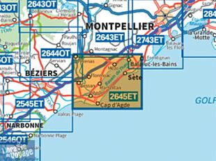 I.G.N - Carte au 1-25.000ème - TOP 25 - Sète - Cap d'Agde - Étang de Thau