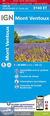 I.G.N - Carte au 1-25.000ème - TOP 25 Résistante - 3140 ETR - Mont Ventoux
