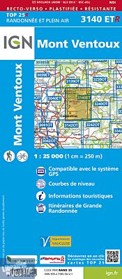 I.G.N - Carte au 1-25.000ème - TOP 25 Résistante - 3140 ETR - Mont Ventoux