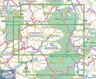 I.G.N - Carte série TOP 100 - n°D12 - Aveyron