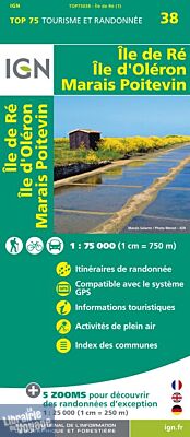 I.G.N - Collection Carte Top 75 - n°38 - Île de Ré - Île d'Oléron - Marais Poitevin